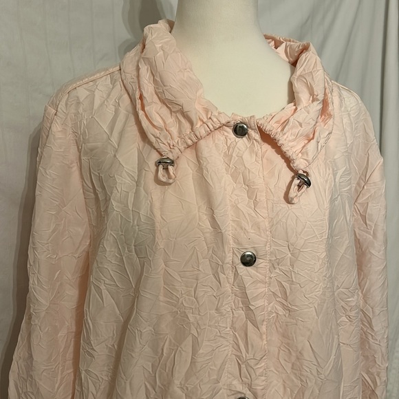 Chico's Weekends Lt Pink Lightweight Button Front Jacket Sz 3 - Picture 2 of 12